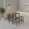 Industrial Bar Table Set with 4 Stools Rustic Brown Counter Height Dining Table