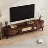 Solid Wood & Rattan TV Stand - Natural Style Cabinet with Doors & Drawers UK