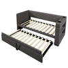 Daybed with Pull Out Trundle, 3ft Sofa Bed Upholstered Single Bed Frame, Grey
