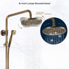 Antique Brass Bathroom Shower Mixer Taps Set Rain Round Twin Head Exposed Valve