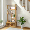 6 Tiers Bookshelf Floor Standing Open Storage Shelves with Cabinet Hallway Entry