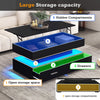 LED Coffee Table With Lift Top and Storage Drawers Living Room Furniture Black