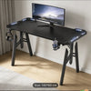 LED Gaming Desk Computer Table Workstations w/ Headphone Hook & Cup Holder Black