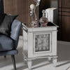 Mirrored Side End Table Coffee Table with Clock for Living Room Bedroom Cabinet