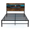 Double Size Metal Platform Bed with Storage Shelves