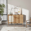 Buffet Storage Cabinet Rattan Door Cupboard Living Room Wooden Shelves Sideboard