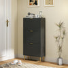 Slim Shoe Storage Cabinet with 3 Flip Drawers for Hallway, Black