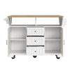 Kitchen Island on Wheels Rolling Storage Trolley with Extendable Worktop, White