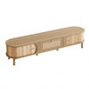 Solid Wood & Rattan TV Stand - Natural Style Cabinet with Doors & Drawers UK