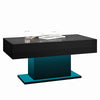 Black High Glos Coffee Table w/ LED Light Rectangular Living Room Modern