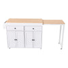 Extendable Kitchen Island on Wheels Rolling Storage Trolley w/ 2 Drawers 4 Doors