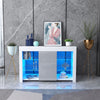 Modern White Sideboard Cabinet High Gloss Wooden Cupboard LED Glass Shelves