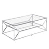 Balnain Clear Glass Coffee Table With Chrome Frame