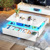 Led Coffee Table With 2 Drawer Storage, High Gloss Coffee Table For Living Room