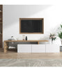 TV Unit Cabinet Stand High-gloss Sideboard with LED Lights Glass Shelves White