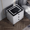 LED Bedside Table with 3 Drawers Wireless Charging Side Cabinet Nightstand Eusjr