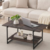 40''Coffee Table with Storage Shelf,Rustic Farmhouse Sofa Table for Small Spaces