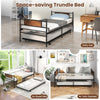 3FT Retro Single Bed Mattress Foundation Metal Trundle Bed w/Wheels