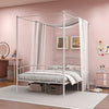 Double Canopy Bed Frame Metal Platform Bed Base with Headboard