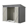 Garden Shed Pent Roof 4X8FT Metal Free Foundation Base Storage House Grey