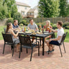 7 Pcs Outdoor Dining Set with Umbrella Hole, Garden Table and Chairs Set for 6