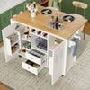 Kitchen Trolley Storage Islands & Carts with Extendable Rubberwood Worktop White