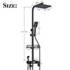 Exposed Shower Taps Mixer Valve Black Bathroom Square Twin Head Bar Shower Set