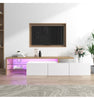 TV Unit Cabinet Stand High-gloss Sideboard with LED Lights Glass Shelves White