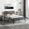 Double Bed Frame Industrial Metal Platform Bed with Headboard and Footboard