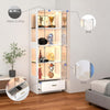 Display Cabinets with Glass Doors & RGB Lights,4 Tier Curio & Bookcase Storage