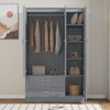 High Gloss Wooden 3 Door Wardrobe with Drawers and Mirror Bedroom Storage