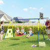 Adjustable 4-in-1 Kids Swing Set with Saucer Swing Basketball Hoop Football Goal