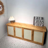 Sittable Shoe Cabinet Storage Cupboard Footwear Stand Rack Wooden 4 Rattan Doors