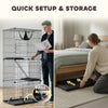 3-Tier Large Cat Cage Indoor, Detachable Metal Wire Kennel with Hammock