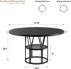 47" Round Dining Table for 4-6 with Storage Shelf Space Saving Metal Frame Home
