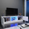 150cm White High Gloss TV Stand Cabinet TV Unit with LED Lights Storage Doors