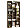 Tall Bookshelf with 21 Compartments and 10 Adjustable Shelves, Brown