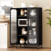 5-Tier Tall Kitchen Pantry with Adjustable Shelves and Semi-Transparent Doors-Bl