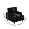 Black Velvet Armchair with Dark Wood Gold Legs Saddle Arms Traditional Style