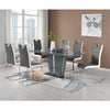 Memphis Large High Gloss Dining Table In Grey With Glass Top