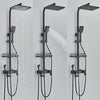 LED Exposed Bathroom Shower Mixer Twin Head Large Bar Set Square Valve Black Tap