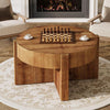 Solid Wood Round Coffee Table, 32 Inch Farmhouse Center Table w/ Thick Tabletop