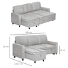 3 Seater Corner Sofa Bed w/ Storage Convertible Pull Out Sofa Bed