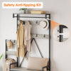 Hall Tree w/Bench,10 Hooks,Shoe Storage,Freestanding Coat Rack for Hallway,Gray