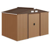 Outsunny 9 x 6FT Galvanised Garden Storage Shed w/Sliding Door, Light Brown