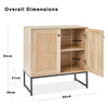 Buffet Storage Cabinet Rattan Door Cupboard Living Room Wooden Shelves Sideboard