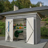 Garden Shed Pent Roof 4X8FT Metal Free Foundation Base Storage House Grey