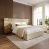 Beige Velvet Double Ottoman Bed with Wide Headboard - Iman IMN001DA