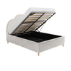 Cream Boucle Double Ottoman Bed with Legs and Scalloped Headboard - Roma RMA005D