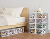 12 x Stackable Foldable Boxes Trainers Organiser Clear Plastic Shoe Storage Box
